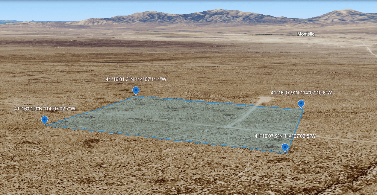 Parcel outline with GPS corners near Montello