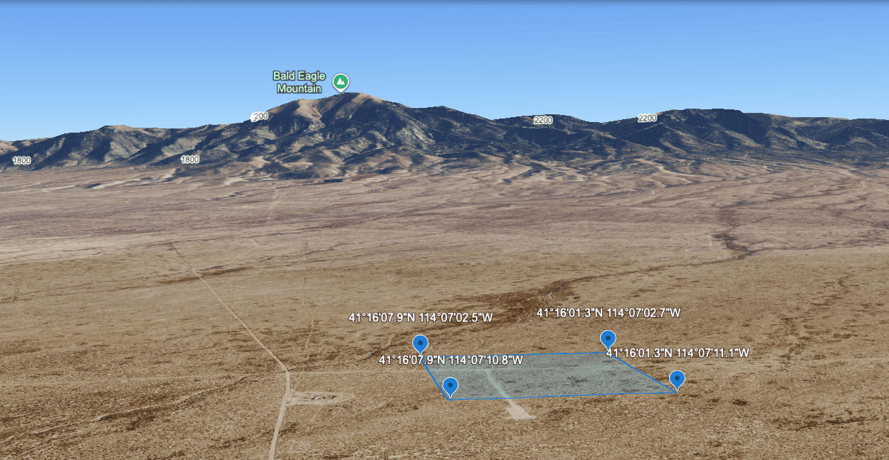 Terrain view of the parcel with Bald Eagle Mountain in the distance